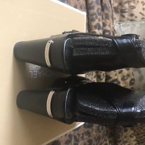 MICHAEL Michael Kors Charm Black Leather Wedge